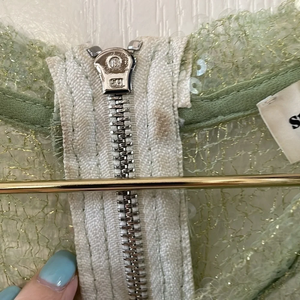 Superdown Dessie Crop Top Sequin Green Size XS